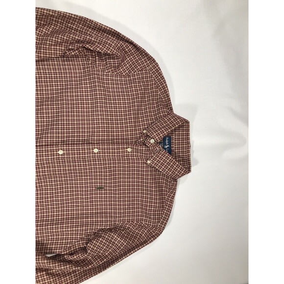 Ralph Lauren Polo Oxford Button Up Red Plaid Long Sleeve L Shirt Classic Fit - Picture 4 of 9